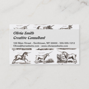 Antique Unicorn Engraving Vintage Zoology Specimen Business Card