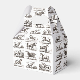 Antique Unicorn Engraving Vintage Zoology Specimen Favour Box