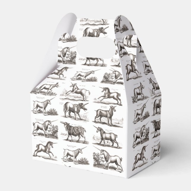 Antique Unicorn Engraving Vintage Zoology Specimen Favour Box (Front Side)