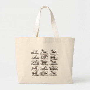 Antique Unicorn Engraving Vintage Zoology Specimen Large Tote Bag