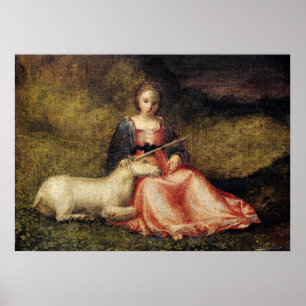 Antique Unicorn Painting Poster