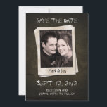 Antique Unique Save The Date Announcement<br><div class="desc">This fun and unique save the date card from Berry Berry Sweet showcases how special of a couple the two of you are! With this Antique save the date card, featuring a snap shot of your favourite photo, placed on an old wooden surface with your text carved on it, your...</div>