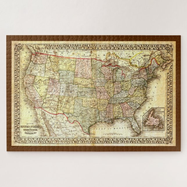 Antique United States Map Jigsaw Puzzle (Horizontal)
