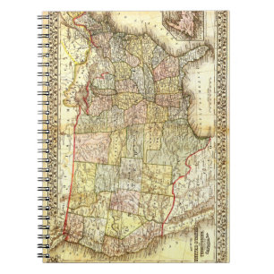 Antique United States Vintage Map Illustration Notebook