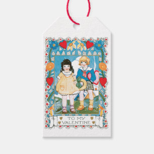 Antique Valentine Couple Heart Gift Tags