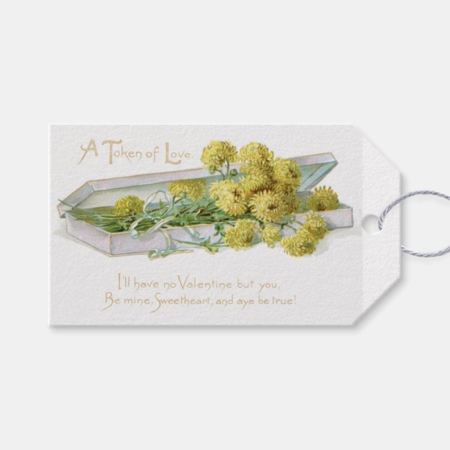 Antique Valentine Flower Gift Tags (Front (Horizontal))