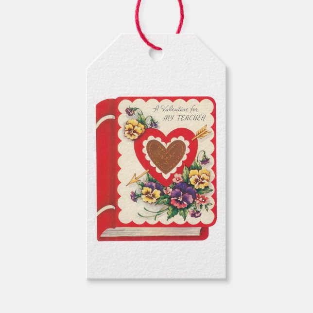 Antique Valentine Heart Bouquet Gift Tags (Front)