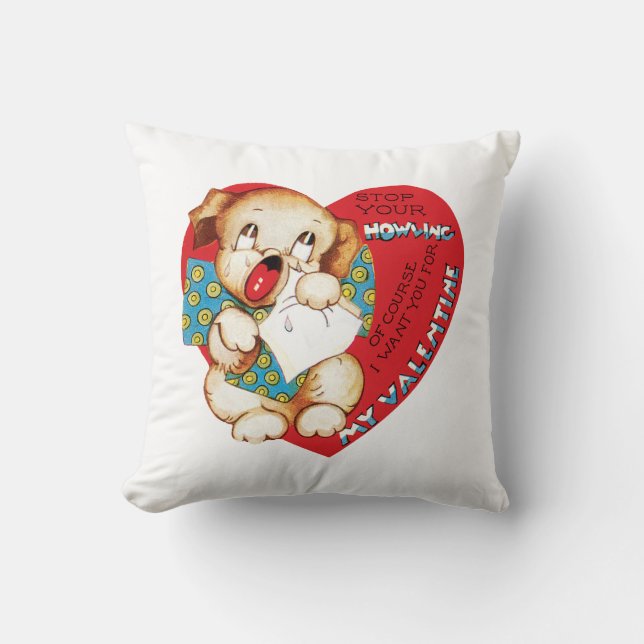 Antique Valentine Puppy Cushion (Front)