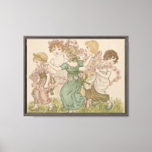 Antique Valentine's Card, Kate Greenway, ca. 1880 Canvas Print