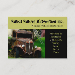 Antique Vehicle  Old Truck  Repair Shop Business Card
