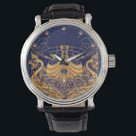 Antique Vessel,Dolphins,Gold,Navy Blue Nautical Watch<br><div class="desc">Elegant and classy vintage style nautical design with a bright 3d gem stone .3D graphics and digital graphic elaboration  by Bulgan Lumini .</div>