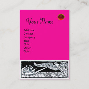 ANTIQUE VESSELS RUBY MONOGRAM Pink Fuchsia Black Business Card