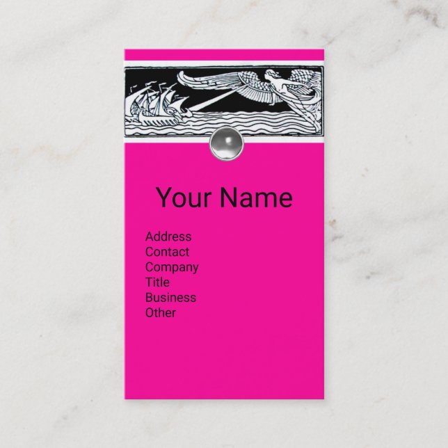 ANTIQUE VESSELS,Sea Travel,Wind,Pink Black White Business Card (Front)