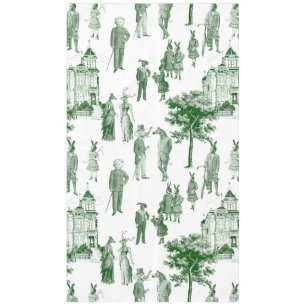 antique victorian animals toile green tablecloth