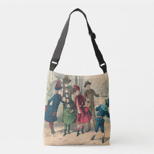 Antique Victorian Children Play Ball 1880 Winter Crossbody Bag