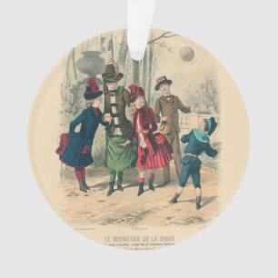 Antique Victorian Children Play Ball 1880 Winter Ornament