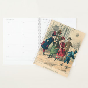 Antique Victorian Children Play Ball 1880 Winter Planner