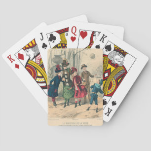 Antique Victorian Children Play Ball 1880 Winter Playing Cards