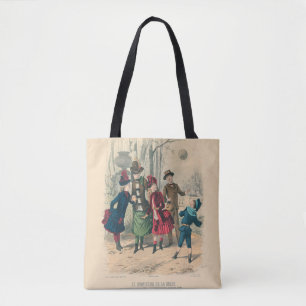 Antique Victorian Children Play Ball 1880 Winter Tote Bag