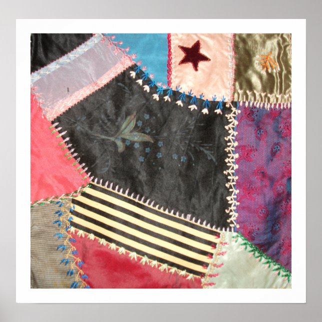 Antique Victorian Crazy Quilt Poster (Front)