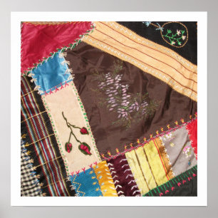 Antique, Victorian-era, Crazy Quilt Square Poster