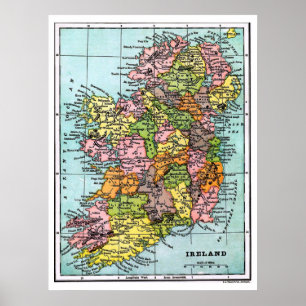 Antique Victorian Era Map of Ireland Poster