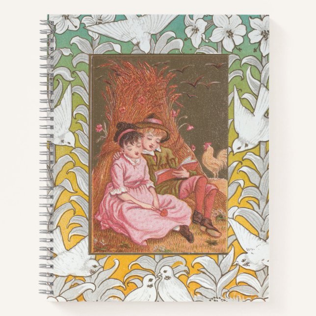 Antique VIctorian Era Valentine's Day Card, 1876 Notebook (Front)