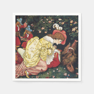 Antique Victorian Fairy Tale Beauty and the Beast Napkin
