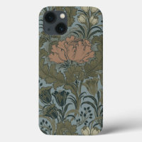 Antique Victorian Floral Pattern Sage Terracota