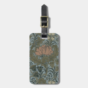 Antique Victorian Floral Pattern Sage Terracota Luggage Tag