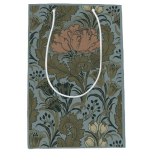 Antique Victorian Floral Pattern Sage Terracota Medium Gift Bag