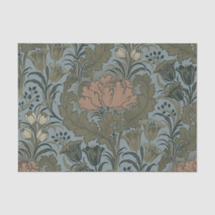 Antique Victorian Floral Pattern Sage Terracota Tissue Paper