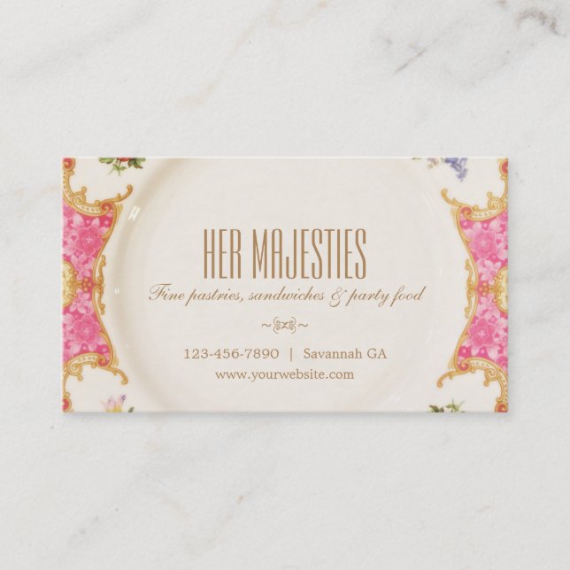 Antique Victorian High End Catering Business Card (Front)