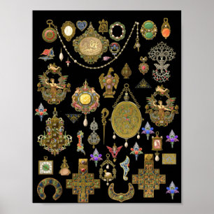 Antique Victorian, nouveau and deco Jewellery art Poster