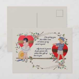 Antique Victorian Valentine Card Art Retro Child