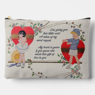 Antique Victorian Valentine Card Art Retro Child Accessory Pouch