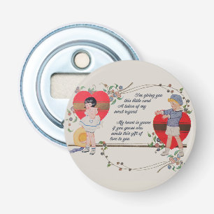 Antique Victorian Valentine Card Art Retro Child Bottle Opener