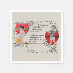 Antique Victorian Valentine Card Art Retro Child Napkin