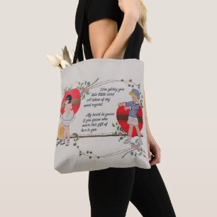 Antique Victorian Valentine Card Art Retro Child Tote Bag