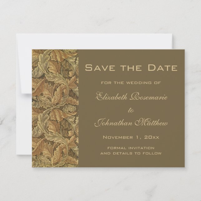 Antique Victorian Warm Autumn Leaves Save the Date (Front)
