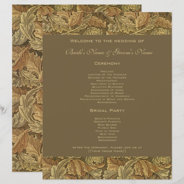 Antique Victorian Warm Autumn Leaves Wedding (Front/Back)
