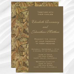 Antique Victorian Warm Autumn Leaves Wedding Invitation