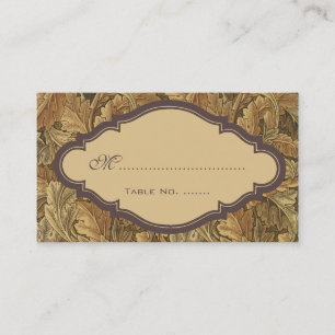 Antique Victorian Warm Autumn Leaves Wedding Place Card