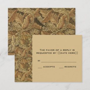 Antique Victorian Warm Autumn Leaves Wedding RSVP Card