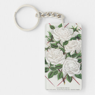 Antique Victorian White Climbing Rose Garden Key Ring