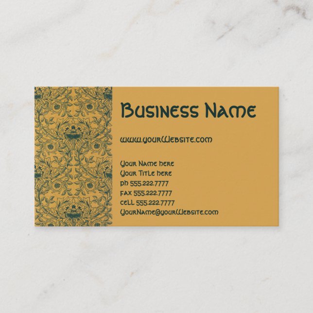 Antique Victorian William Morris Floral Pattern Business Card (Front)