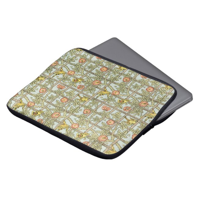 Antique Victorian William Morris Trellis Flowers Laptop Sleeve (Front Top)