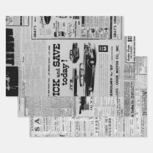 Antique Vintage American Newspaper Advertisement Wrapping Paper Sheet