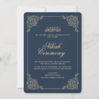 Antique Vintage Baroque Navy Blue Nikah Ceremony