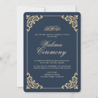 Antique Vintage Baroque Navy Blue Walima Ceremony